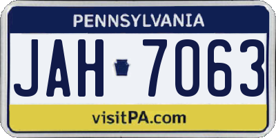 PA license plate JAH7063