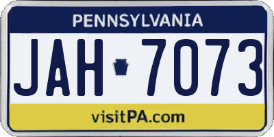 PA license plate JAH7073