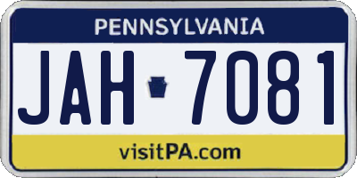 PA license plate JAH7081