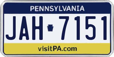 PA license plate JAH7151