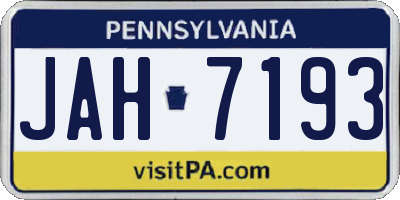 PA license plate JAH7193