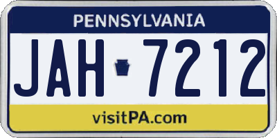 PA license plate JAH7212