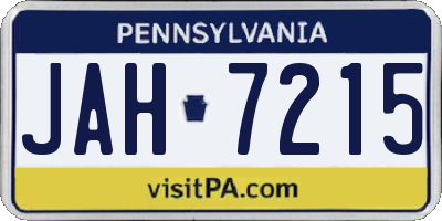PA license plate JAH7215
