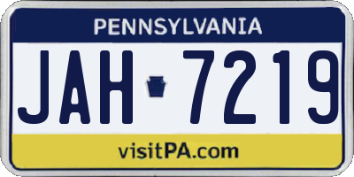 PA license plate JAH7219
