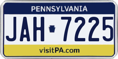 PA license plate JAH7225