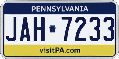 PA license plate JAH7233