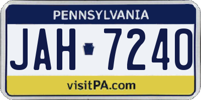 PA license plate JAH7240