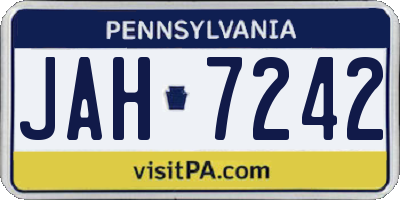 PA license plate JAH7242