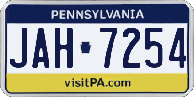 PA license plate JAH7254
