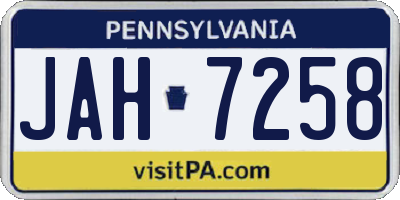 PA license plate JAH7258