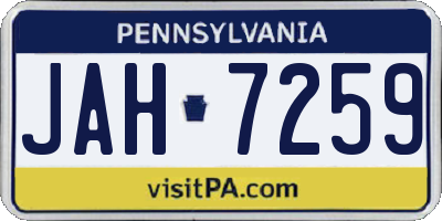 PA license plate JAH7259