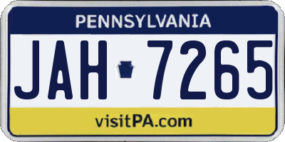 PA license plate JAH7265