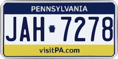 PA license plate JAH7278