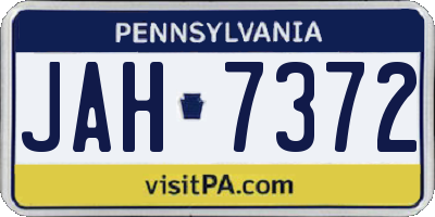 PA license plate JAH7372