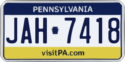 PA license plate JAH7418