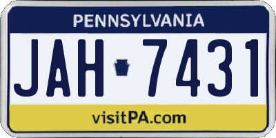 PA license plate JAH7431