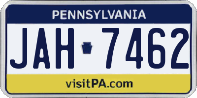 PA license plate JAH7462