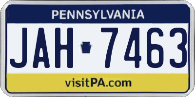 PA license plate JAH7463