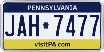 PA license plate JAH7477