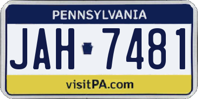 PA license plate JAH7481