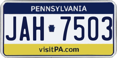 PA license plate JAH7503