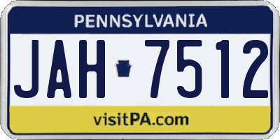 PA license plate JAH7512