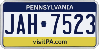 PA license plate JAH7523
