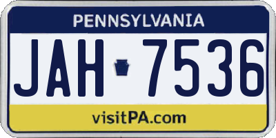 PA license plate JAH7536
