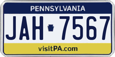 PA license plate JAH7567