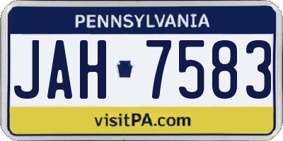PA license plate JAH7583