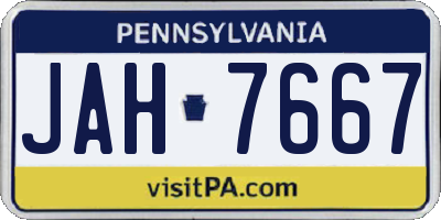 PA license plate JAH7667