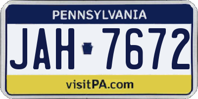 PA license plate JAH7672