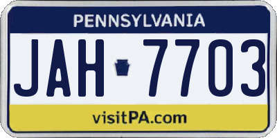 PA license plate JAH7703