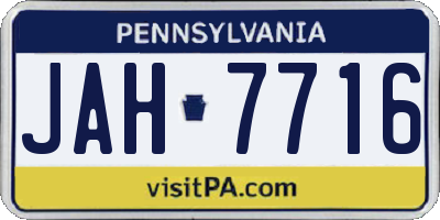 PA license plate JAH7716