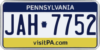PA license plate JAH7752