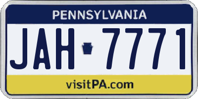 PA license plate JAH7771