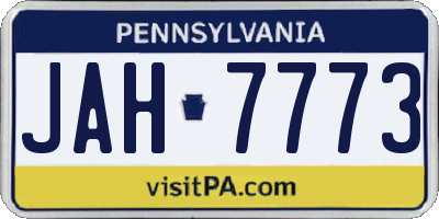 PA license plate JAH7773