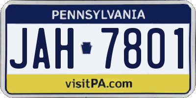 PA license plate JAH7801