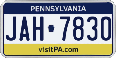 PA license plate JAH7830