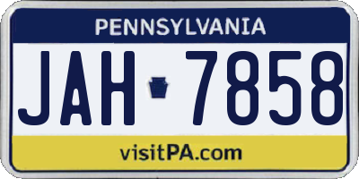 PA license plate JAH7858