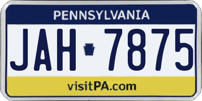 PA license plate JAH7875