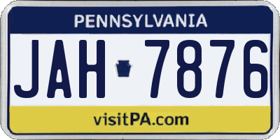 PA license plate JAH7876