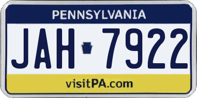 PA license plate JAH7922