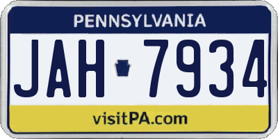 PA license plate JAH7934