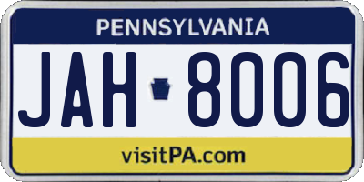 PA license plate JAH8006