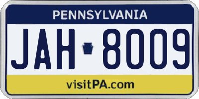 PA license plate JAH8009