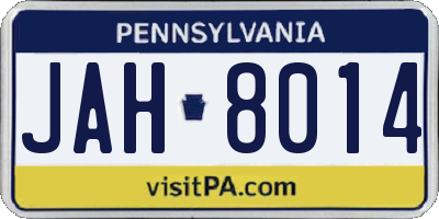 PA license plate JAH8014