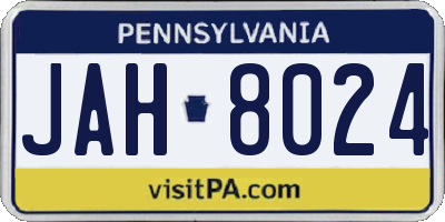 PA license plate JAH8024