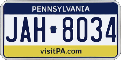 PA license plate JAH8034