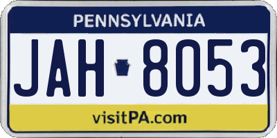 PA license plate JAH8053